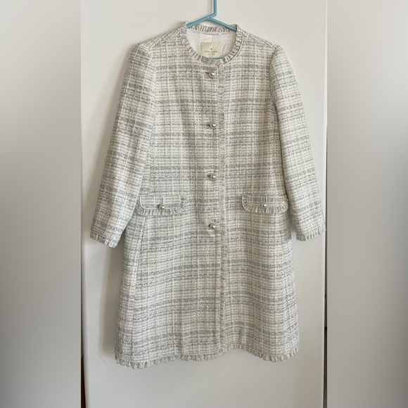 Kate Spade Sparkle Tweed Metallic Coat Size 6 - Picture 11 of 15